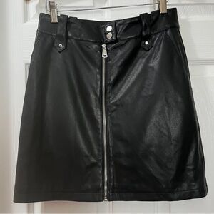 7 For All Mankind Black Vegan Leather Mini Skirt with Zipper Detail • Size Small